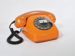 Pamono Space Age Rotary Dial Telephone Orange from Siemens, 1970s