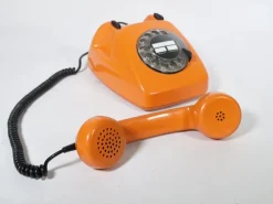 Pamono Space Age Rotary Dial Telephone Orange from Siemens, 1970s