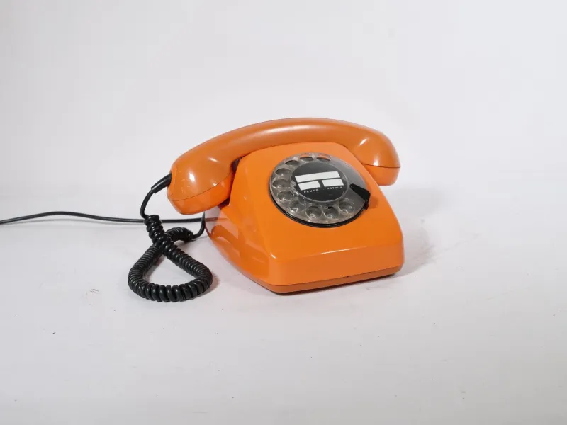 Pamono Space Age Rotary Dial Telephone Orange from Siemens, 1970s