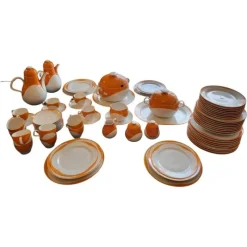 Hot Pamono Space Age Service in White and Orange Porcelain from Heinrich Bavaria, Germany, 1970s, Set of 73