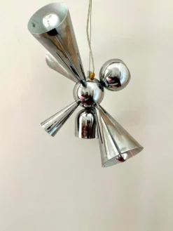 New Pamono Space Age Sputnik Pendant Lamp in Chrome, 1970s