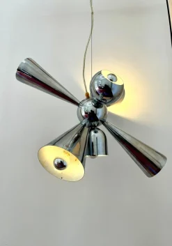 New Pamono Space Age Sputnik Pendant Lamp in Chrome, 1970s