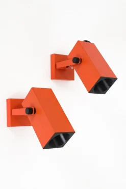Clearance Pamono Space Age Square Wall Spots attributed to Staff Leuchten, 1970s, Set of 2