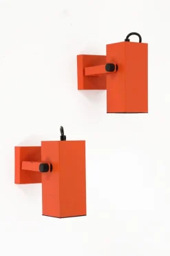 Clearance Pamono Space Age Square Wall Spots attributed to Staff Leuchten, 1970s, Set of 2