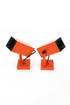 Clearance Pamono Space Age Square Wall Spots attributed to Staff Leuchten, 1970s, Set of 2