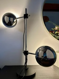 Pamono Space Age Table Lamp with Adjustable Chrome Ball Shades by Reggiani, 1970s><noscript><img width=