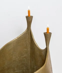 Pamono Space in Space Double Floor Candleholder in Brass and Resin by Atelier Ellery><noscript><img width=