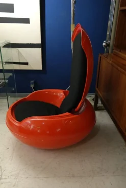 Pamono Spage Age Red Garden Egg Chair by Peter Ghychy, 1960s><noscript><img width=