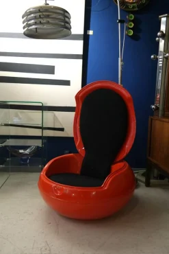 Pamono Spage Age Red Garden Egg Chair by Peter Ghychy, 1960s><noscript><img width=