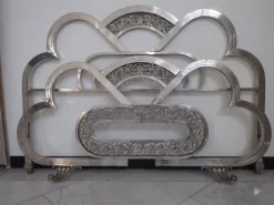 Pamono Spanish Art Deco Nickel Double Bed with Decorative Floral Elements, 1930, Set of 2> Beds & Bedroom Sets