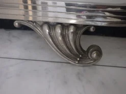 Pamono Spanish Art Deco Nickel Double Bed with Decorative Floral Elements, 1930, Set of 2><noscript><img width=