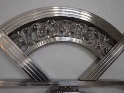 Pamono Spanish Art Deco Nickel Double Bed with Decorative Floral Elements, 1930, Set of 2><noscript><img width=