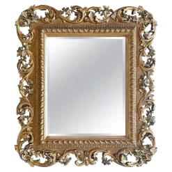 Pamono Spanish Baroque Style Carved Gilded Walnut Ormolu Mirror, 1890s> Mirrors