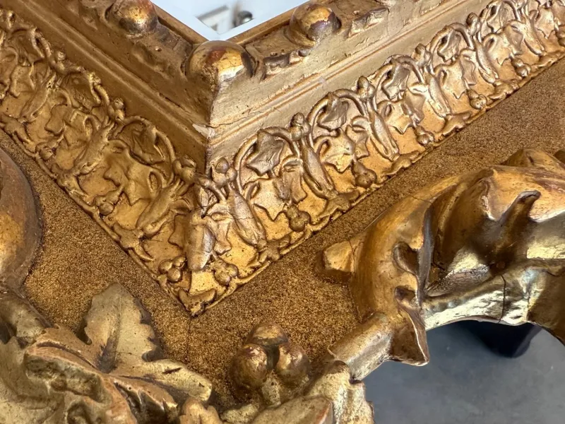 Pamono Spanish Baroque Style Carved Gilded Walnut Ormolu Mirror, 1890s> Mirrors