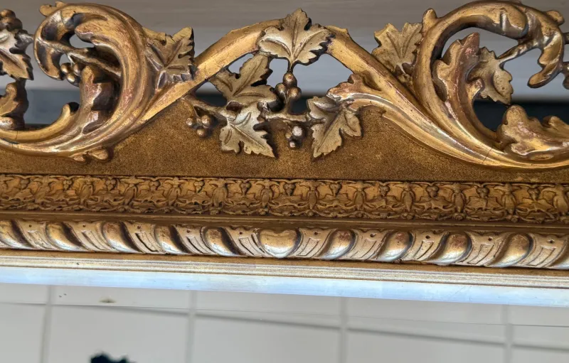 Pamono Spanish Baroque Style Carved Gilded Walnut Ormolu Mirror, 1890s> Mirrors