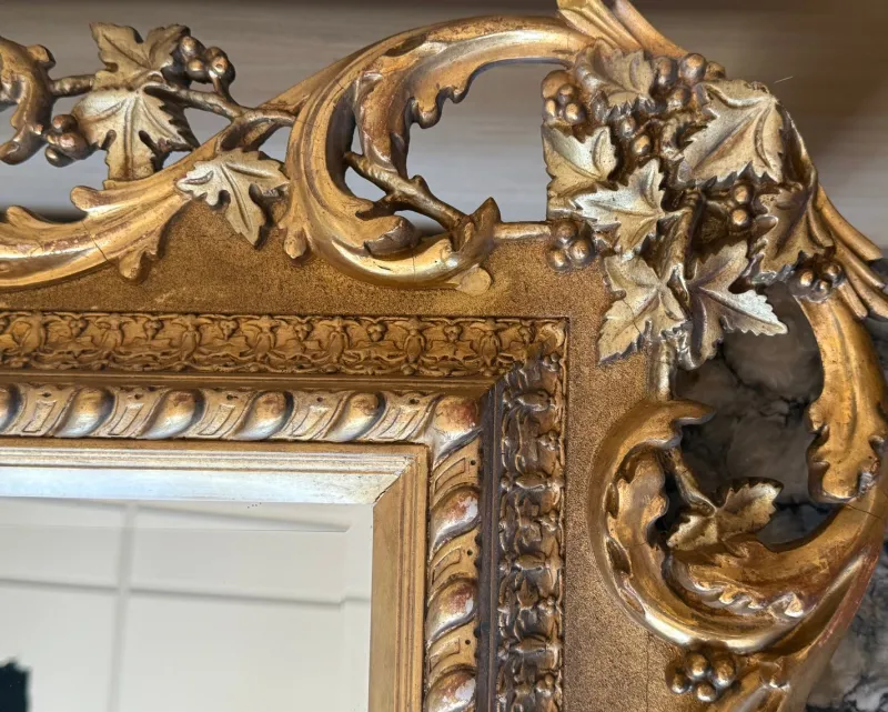 Pamono Spanish Baroque Style Carved Gilded Walnut Ormolu Mirror, 1890s> Mirrors