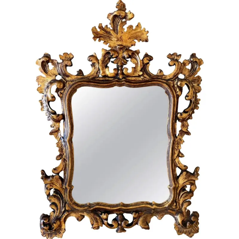 Discount Pamono Spanish Baroque Style Carved Gilded Walnut Ormolu Mirror, 1890