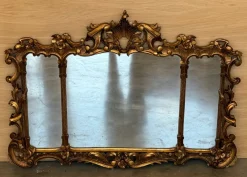Hot Pamono Spanish Baroque Style Horizontal Carved Gilded Walnut Ormolu Mirror, 1900s