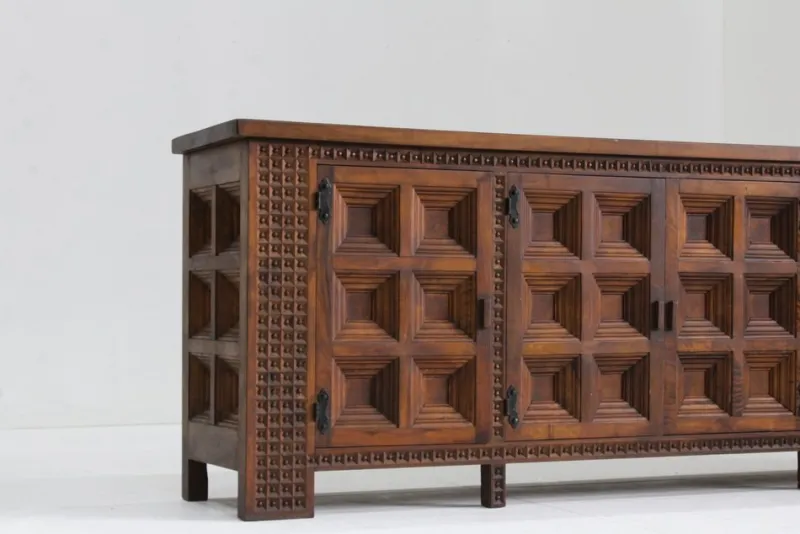 New Pamono Spanish Brutalist Sideboard in Walnut, 1960s