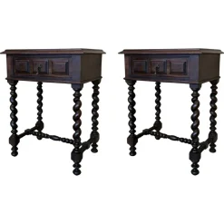 Hot Pamono Spanish Carved Nightstands with Low Shelves, 1890s, Set of 2