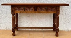 Pamono Spanish Castilian Console with Drawers and Turned Legs, 1890s><noscript><img width=