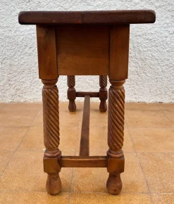 Pamono Spanish Castilian Console with Drawers and Turned Legs, 1890s><noscript><img width=
