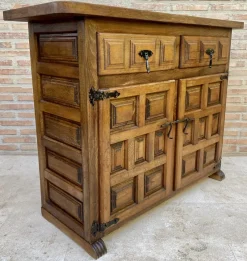 Hot Pamono Spanish Catalan Carved Walnut Chest of Drawers, Highboy or Console, 1920s