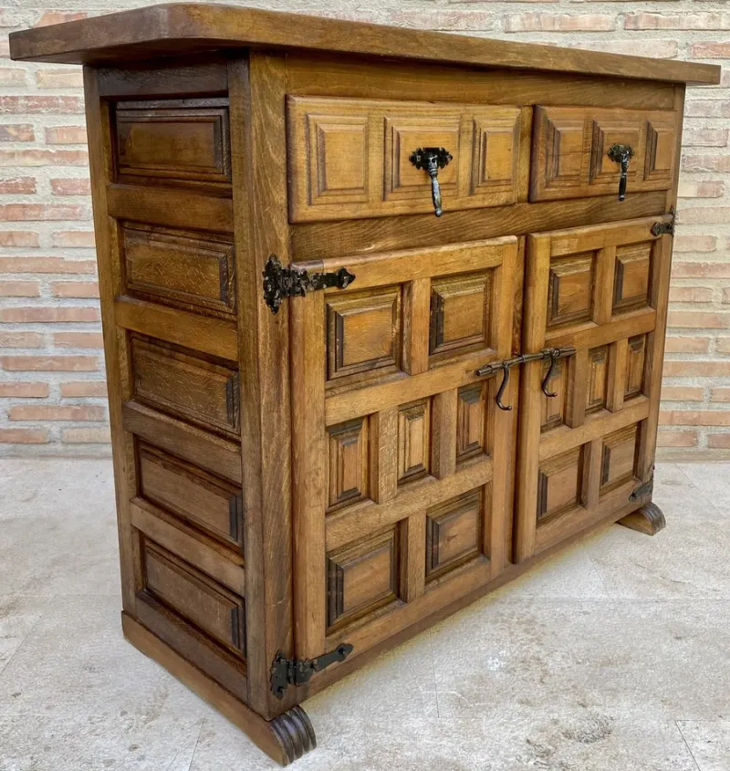 Hot Pamono Spanish Catalan Carved Walnut Chest of Drawers, Highboy or Console, 1920s