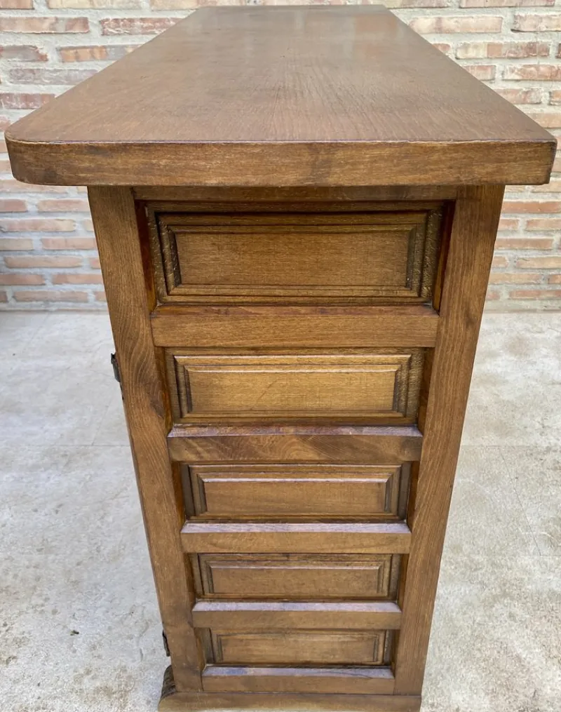 Hot Pamono Spanish Catalan Carved Walnut Chest of Drawers, Highboy or Console, 1920s
