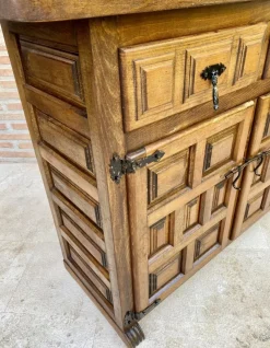 Hot Pamono Spanish Catalan Carved Walnut Chest of Drawers, Highboy or Console, 1920s