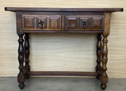 Discount Pamono Spanish Console Table with Carved Drawers, 1940s