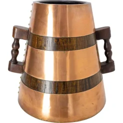 New Pamono Spanish Copper and Oak Herrade Basque Water Holder, 1960s