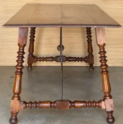 Sale Pamono Spanish Side Table with Carved Turned Legs and Double Stretcher, 1890s