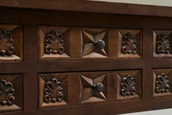Pamono Spanish Style Sideboard in Hand Carved Walnut and Wrought Iron, 1940s