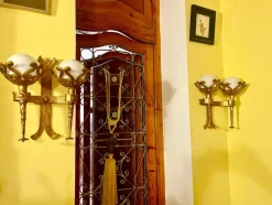 Pamono Spanish Wall Light in Gilt Iron with Milk Glass Globes, 1950, Set of 2><noscript><img width=