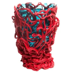 Hot Pamono Special Clear Aqua and Coral Red Spaghetti Vase by Gaetano Pesce for Fish Design
