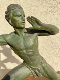 Clearance Pamono Spelter and Marble Sculpture by Jean De Roncourt, 1930