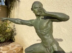 Clearance Pamono Spelter and Marble Sculpture by Jean De Roncourt, 1930
