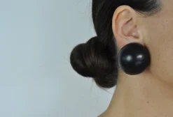Online Pamono Spherical Black Ear-Clips in Ebony from Monies, Denmark, 2000s, Set of 2