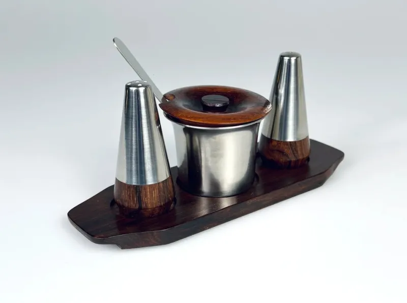Online Pamono Spice Set in Rosewood and Stainless Steel by Eckhoff and Sachs for Lundtofte, 1960s, Set of 6