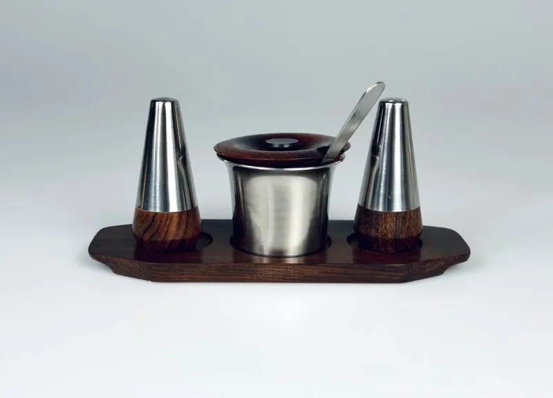 Online Pamono Spice Set in Rosewood and Stainless Steel by Eckhoff and Sachs for Lundtofte, 1960s, Set of 6