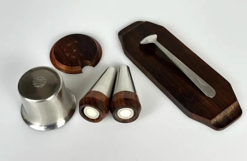 Online Pamono Spice Set in Rosewood and Stainless Steel by Eckhoff and Sachs for Lundtofte, 1960s, Set of 6