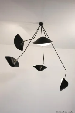 Pamono Spider 5 Broken Arms Ceiling Lamp by Serge Mouille> Ceiling Lights