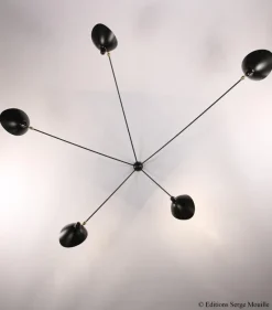 New Pamono Spider 5 Still Arms Sconce by Serge Mouille
