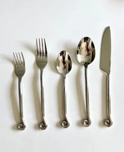 Best Pamono Spiral Cutlery Set in Stainless Steel, 2010s, Set of 5