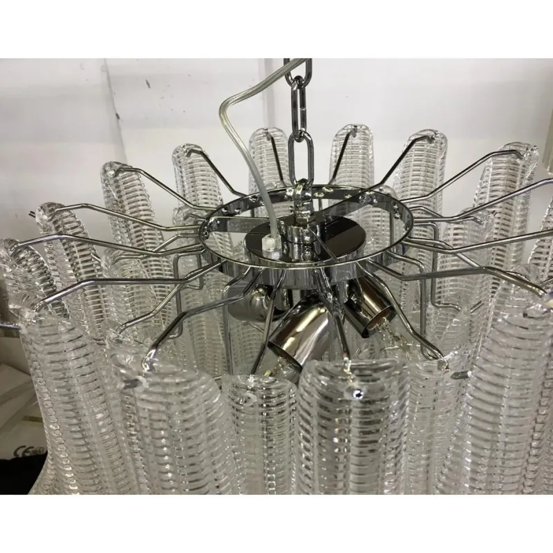 Pamono Sputnik Chandelier with Clear Seghettata Italian Glass by Simoeng> Ceiling Lights
