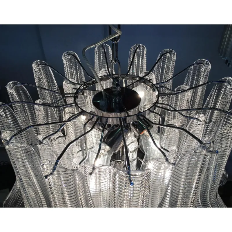 Pamono Sputnik Chandelier with Clear Seghettata Italian Glass by Simoeng> Ceiling Lights