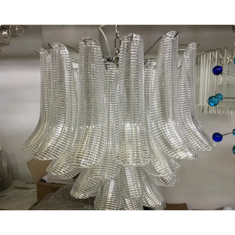Pamono Sputnik Chandelier with Clear Seghettata Italian Glass by Simoeng> Ceiling Lights