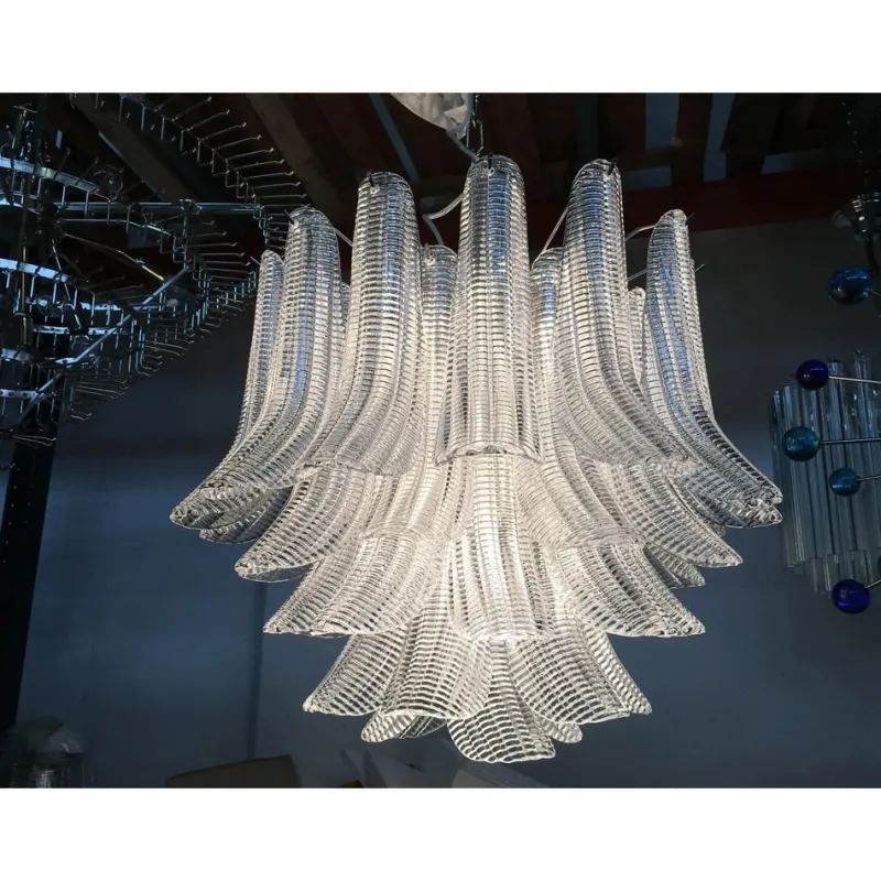 Pamono Sputnik Chandelier with Clear Seghettata Italian Glass by Simoeng> Ceiling Lights