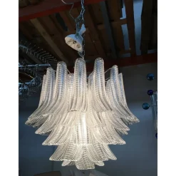 Pamono Sputnik Chandelier with Clear Seghettata Italian Glass by Simoeng><noscript><img width=
